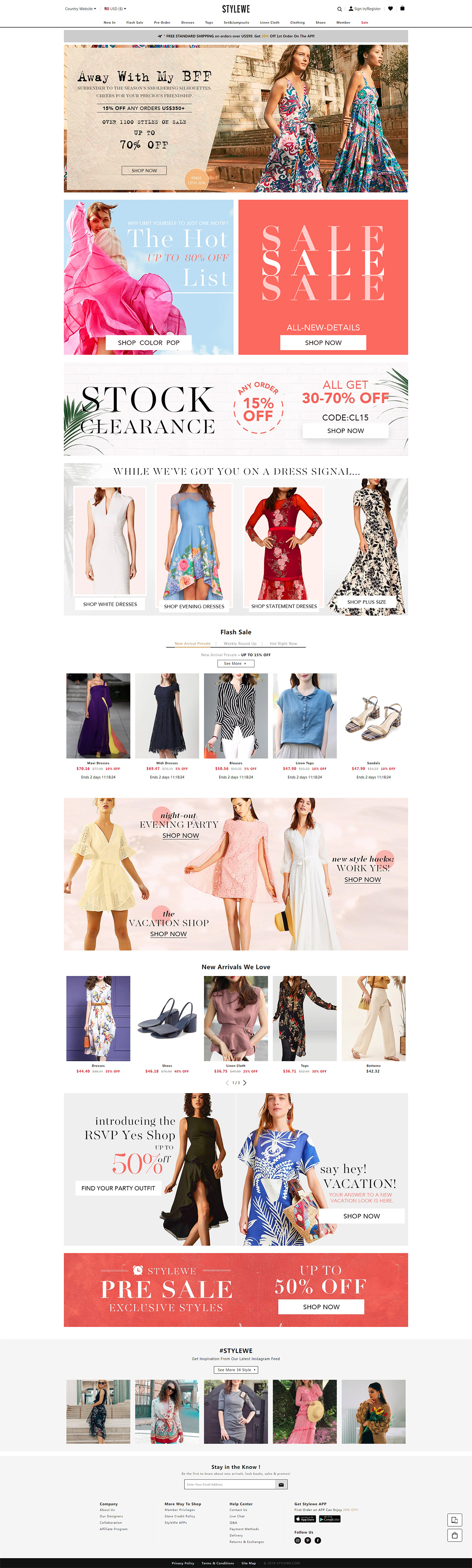 STYLEWE女裝外貿(mào)獨(dú)立站，跨境電商多語言商城網(wǎng)站建設(shè)開發(fā)